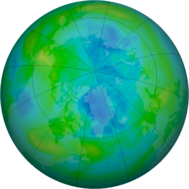 Arctic ozone map for 22 September 1990